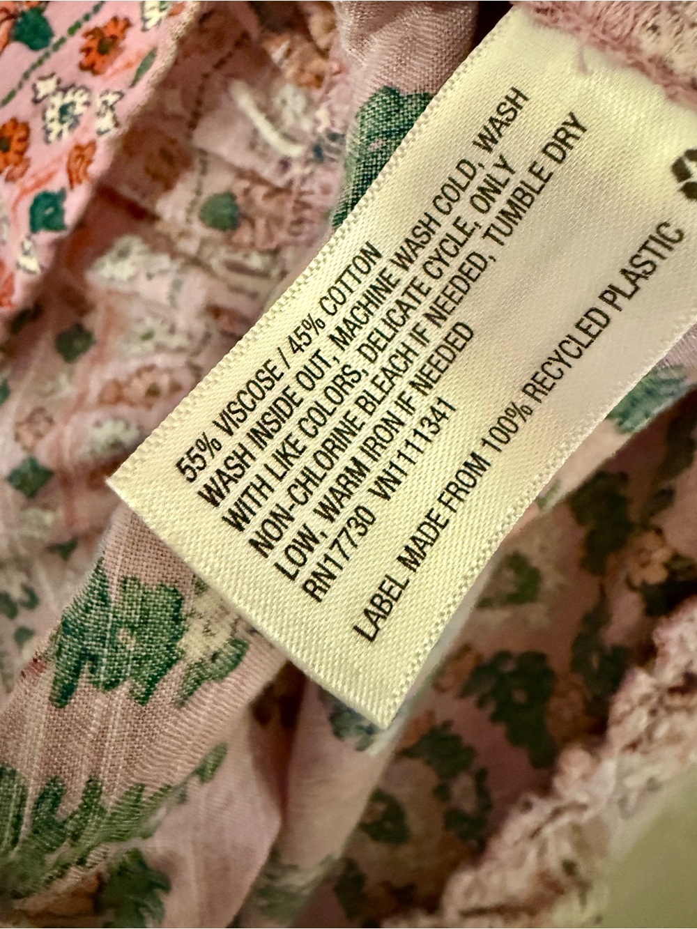 Knox Rose 3X Pink Boho Floral Tie Waist Peasant Dress Plus Size - Picture 12 of 12